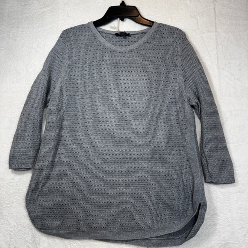 Lily Morgan Swetaer Womens Size Large Gray 3/4 Sleeve Open Knit Lightweight